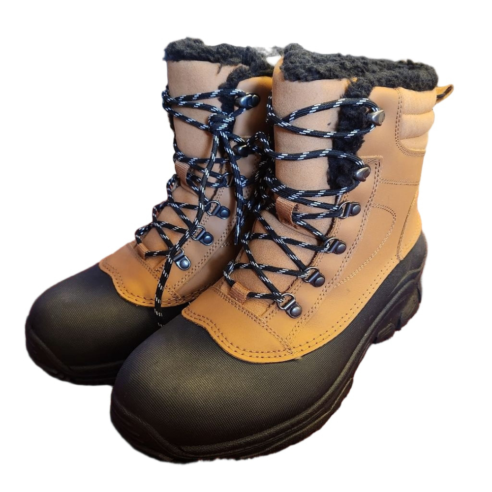 Men's All in Motion Brown & Black Waterproof Snow Boots Size 8